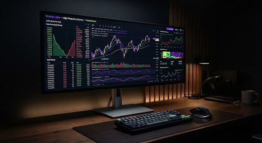 Multi-monitor workstation showing payload test environment
