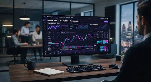Dashboard giao dịch phân tích UI tối hiện đại