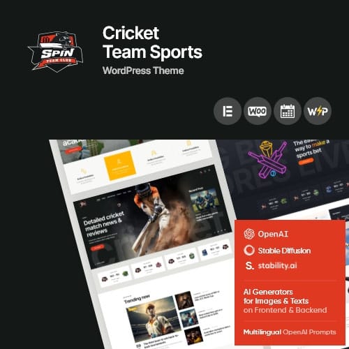 Spin.jpg Spin – Cricket Team Sports WordPress Theme + AI