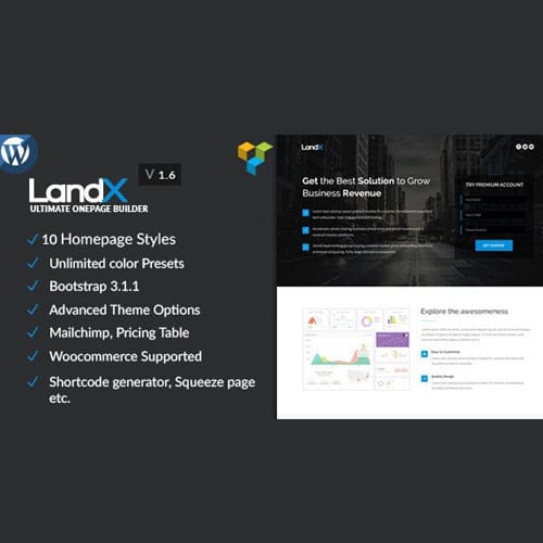 landx.jpg LandX Multipurpose WordPress Theme, Software Application Landing Pages Builder for Marketing Agency
